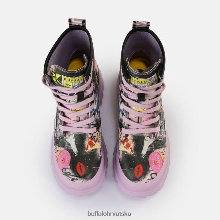 ljubičasti/crni grafiti Buffalo aspha lace up hi gležnjača vegan |čizme TDD6T436